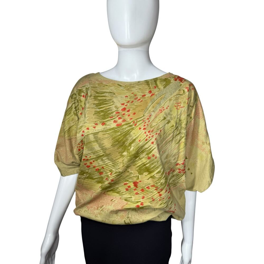 Retro 90s DT Company Saint Sauvage Drop Shoulder Oversized Abstract Top Med
